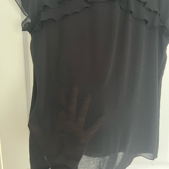 Loft Sheer Black Ruffle Top - Picture 3 of 4